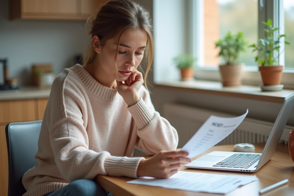 Jeune femme étudie un résultat de test HCG à la maison