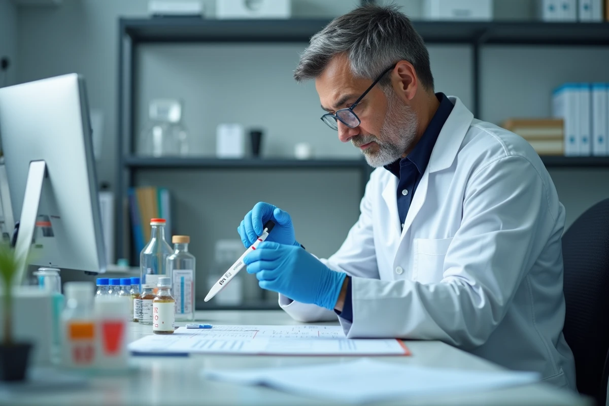 Technicien en laboratoire analyse des échantillons de grossesse